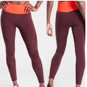 Athleta Tenacity 7/8 Tight Leggings XS Mesh Inset Two Tone Exercise Fitness Yoga